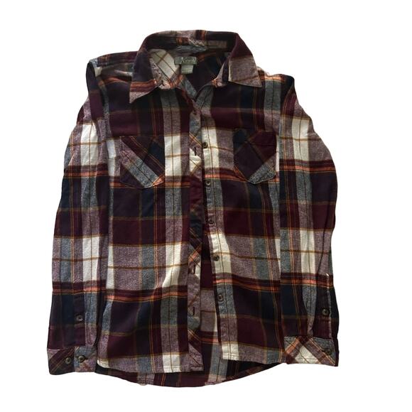 Women’s Natural Reflections Button-down Flannel  Medium Maroon - Picture 1 of 3